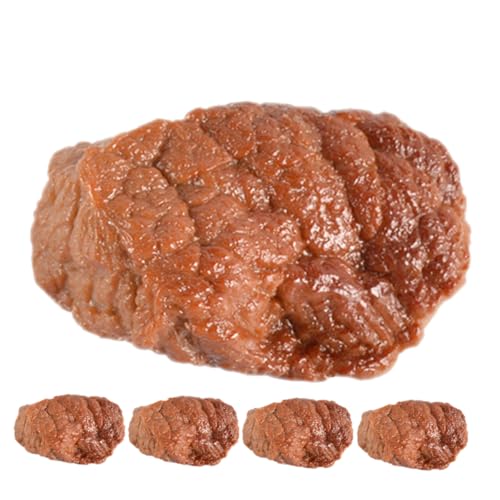 DIKACA 5st Beef-Nugget-Modell Gekochtes Fleisch-Modell Realistisches Essenssteak Simuliertes Steak Simuliertes Fleisch Realistisches Rindfleisch Künstliches Steak Food-Modell Brown PVC von DIKACA