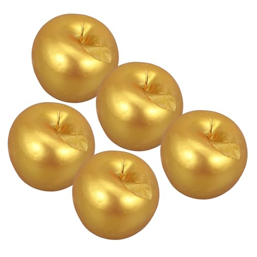 DIKACA 5st Simulationsfruchtmodell Lebensechte Simulation Simuliert Gefälschte Verschiedene Früchte Mini Künstlich Wohnaccessoires Künstliche Obstfigur Produkt Apfel Golden Poly-Drache von DIKACA