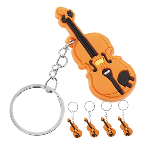 DIKACA 5st Zubehör Für Violine Musik Party Gefallen Kleiner Geigenanhänger Zum Aufhängen Geigen-hängeornament Instrumenten-schlüsselanhänger Schlüsselanhänger Dekor Orange Zinklegierung von DIKACA