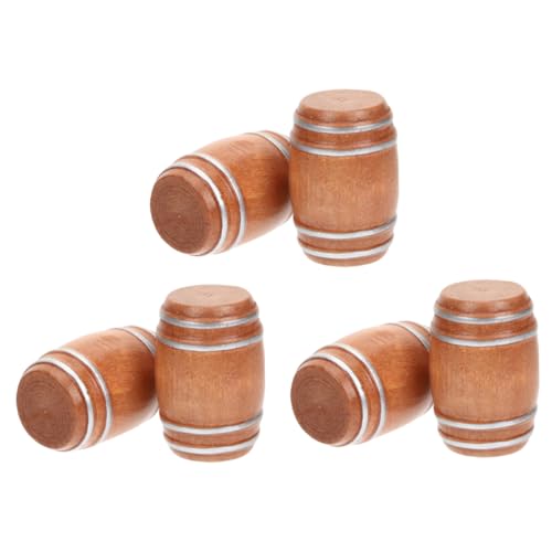 DIKACA 6 Stück Barzubehör Mini Bierfässer Modelle Miniaturen Puppenhauszubehör Miniatur Bierfässer Miniatur Weinfass Figur Mini Whiskeyfass Holz Hellbraun von DIKACA