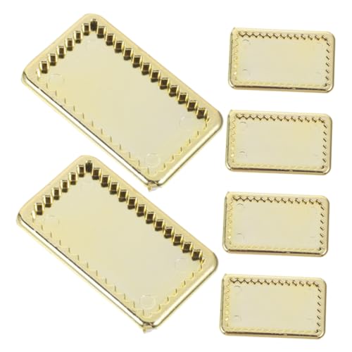 DIKACA 6 Stück Mini Goldteller Mini Tablett Ornament Miniatur Dinge Kleine Gerichte Dekorationen Puppenhaus Miniaturen Puppen Tablett Mini Puppenhaus Teller Puppengeschirr von DIKACA