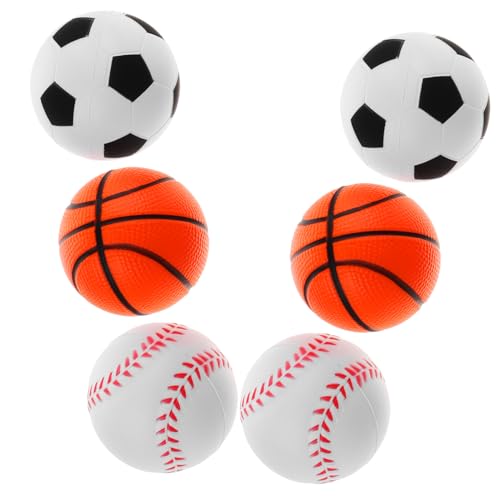 DIKACA Schaumstoffball 6er Set Sport Squeeze Bälle Mini Fußball Basketball Baseball Pu Bälle Für Sensory Toys Für Drinnen Und Draußen Stressabbau Und Motorische Fähigkeiten Fördern Fussball Kinder von DIKACA