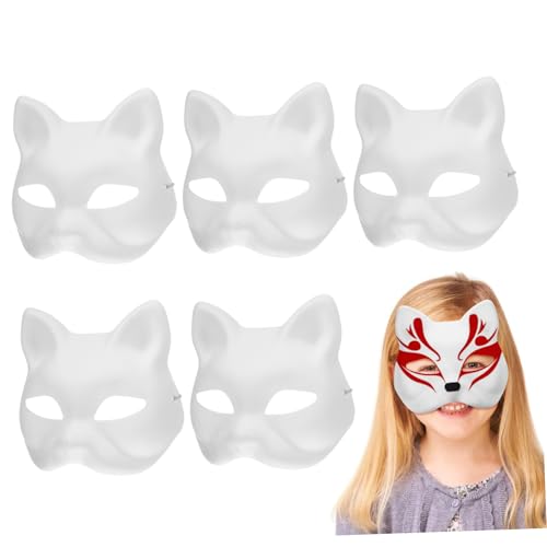 DIKACA 6 Stück Weiße Katzenmasken aus Papier zum Bemalen DIY Bastelset für Hautfreundlich und Langlebig für Halloween Karneval Fasching und Maskerade Kreative Tiermasken zum DIKACA 6 Stück Weiße Katzenmasken aus Papier zum Bemalen DIY Bastelset für Hautfreundlich und Langlebig für Halloween Karneval Fasching und Maskerade Kreative Tiermasken zum von DIKACA