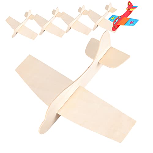 DIKACA 6 Stücke Leere Holzflugzeuge bastelset basteln für Kinderzimmerdekoration Flugzeug-Themenparty Airplane Toy holzkit leeres Flugzeugmodell Holzflugzeugmodell von DIKACA