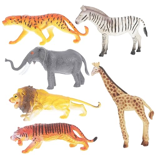 DIKACA 6 Teiliges Set Aus PVC Modellspielzeug Mit Tiger Leopard Giraffe Zebra Und Elefant Realistische Wilde Tiermodelle Für Und Sammler von DIKACA