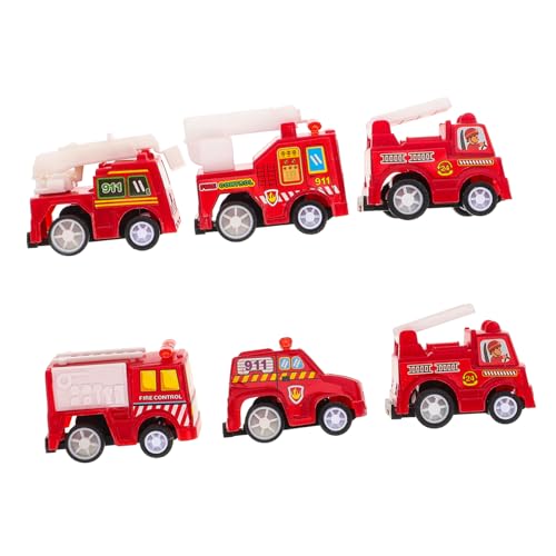 DIKACA 6er Set Feuerwehrfahrzeug Modelle Spielzeugautos Für Ab 3 Jahren Mini Push and Go Fahrzeuge Für Frühkindliche Bildung Und Spielspaß Geschenkidee Für Jungen Und ädchen von DIKACA