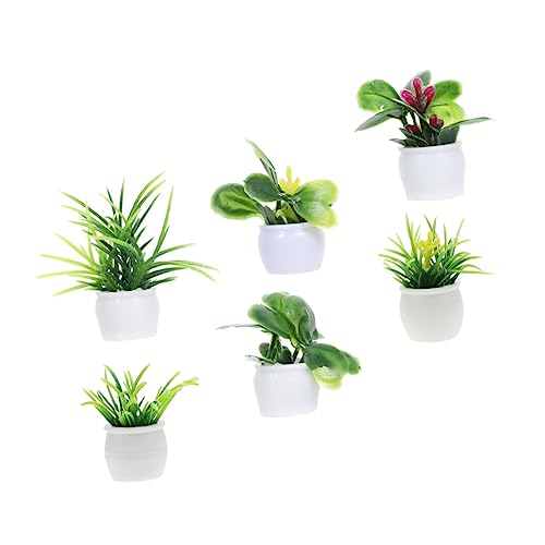 DIKACA 6er Set Mini Pflanzen Modell Dekoration Künstliche Miniatur Pflanzen Für Puppenhaus Und Wohnaccessoires Ideal Für Tisch Und Gartendekoration Mini Bonsai Ornament von DIKACA