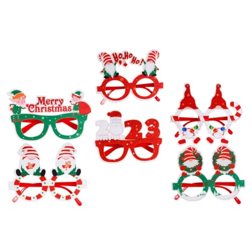 DIKACA 6st Weihnachts-kinderbrille Weihnachtsbrille Requisiten Brille Für Die Weihnachtsfeier Sonnenbrille Mit Rotem Herz Cosplay-party-brille Urlaub Brillengestell Schnapsgläser Plastik von DIKACA