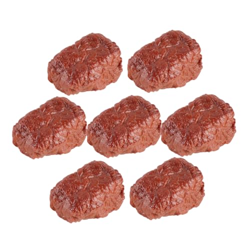 DIKACA 7st Simulationsrindfleischmodell Realistisches Künstliches Fleisch Gebratenes Fleisch Künstliche Gefälschte Steak-Requisiten Künstliche Nahrung Gekocht Essen PVC Brown von DIKACA