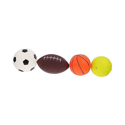 DIKACA 4er Set Aufblasbare Spielbälle Rugby Fußball Volleyball Und Basketball Aus PVC Bunte Praktische Spielzeuge Für Drinnen Und Draußen von DIKACA