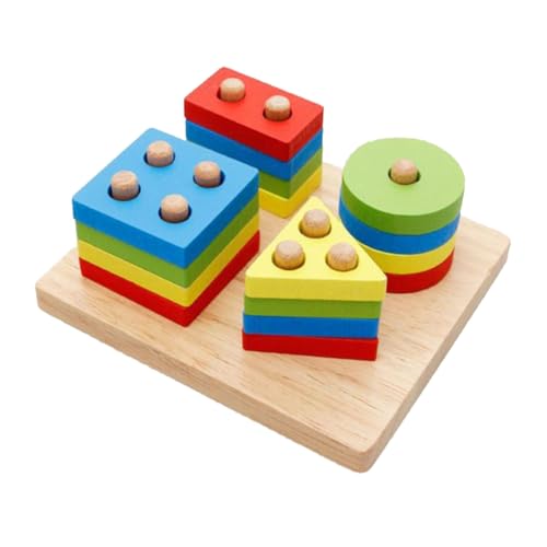 DIKACA Bauklötze Set Pädagogisches Für Kleinkinder Bauklötze Puzzle Und Konstruktionsspiel Geometrische Formen Zufällige Farben Ab 3 Jahren Für Jungen Und ädchen von DIKACA