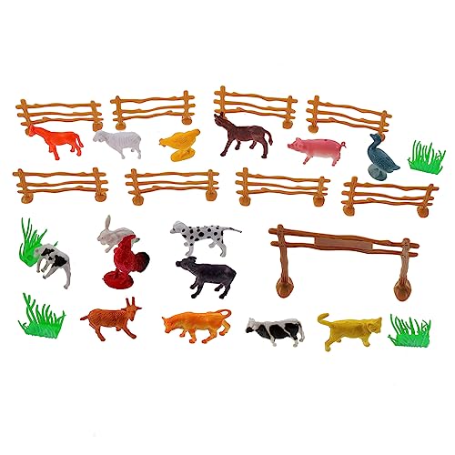 DIKACA Bildungsspielzeug Tierspielzeug Realistische Bauernhoftierfiguren Spielzeug Tiere Farmmodelle Farm Tools Kunststoffbauernhoffiguren Spielset mit Zäunen von DIKACA