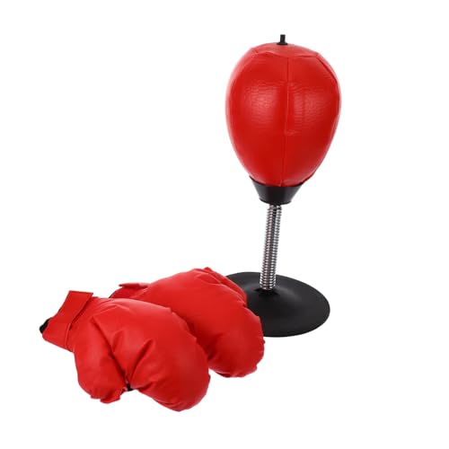 DIKACA Desktop Boxen Reaktionsball Mit Saugnapf 1 Set Inklusive Handschuhe Und Aufblaspumpe Perfekt Für Und Erwachsene Zum Täglichen Training Und Fitness Roter Punching Ball Für von DIKACA