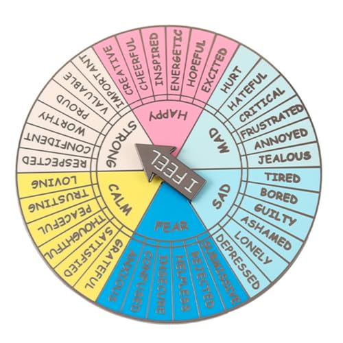 DIKACA Emotionsrad-Abzeichen Dekoratives Feeling-Rad-Abzeichen Kette Emotion-Rad-Abzeichen-Handwerk Emotionen Rad Dekor Handwerk Gefühl Anhänger Tragbar Emotionsrad-Diagramm Legierung von DIKACA