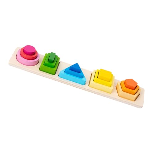 DIKACA Logisches Spielzeug Puzzle Kinder Geometrisches Formen Puzzle 5 Teiliges Set Für Farben Sortieren Und Formen Erkennen Montessori Lernspielzeug Für Frühe Entwicklung Pädagogisches Holzspielzeug von DIKACA