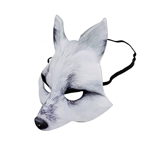 DIKACA Halbgesichtsmaske Aus EVA Tiermaske Für Cosplay Kostümzubehör Weiß Ideal Für Halloween Karneval Und Maskerade Vielseitig Einsetzbar Für Verschiedene Anlässe von DIKACA