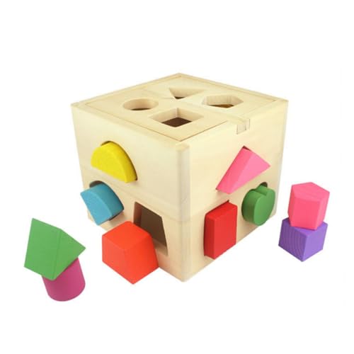 DIKACA Holzform Sortierwürfel Für Geometrische Formen Lernspielzeug Aus Pädagogisches Für Kleinkinder 13 öcher Für Die Frühe Entwicklung von DIKACA