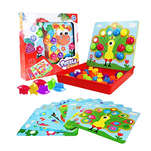 DIKACA Kreatives Pilz Nagel Puzzle Für 46 Nagel Und 12 Karten Set Pädagogisches DIY Zur Frühen Ideales Puzzle Für Kleinkinder Und Vorschulkinder von DIKACA