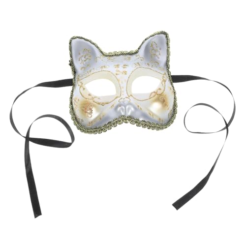 DIKACA Maske Halloween-Katzen-Cosplay Cosplay dekorativ Katzenkopf halloween mitgebsel halloween oblaten halloweento Maskiert haloween mask Partygeschenk Halloween-Dekor Plastik Weiß von DIKACA