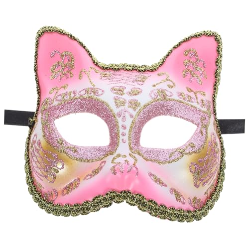 DIKACA Maske Halloween Katzenkopf Cosplay Dekorativ Partyzubehör Partygeschenk Rosa Plastik von DIKACA