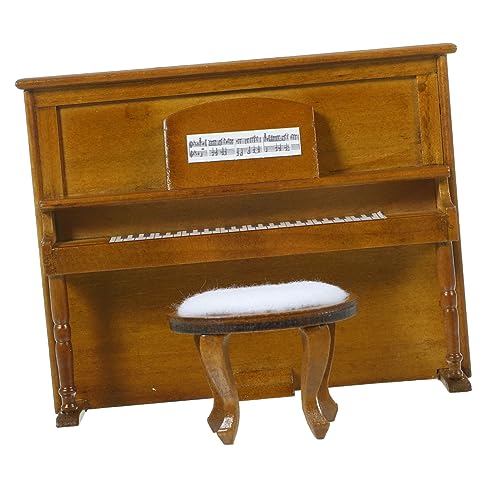 DIKACA Mikroklaviermodell Hocker Minihausklavierstuhl Puppenhauszubehör Puppenhausmöbel Miniatur Miniaturhausklavier Requisite und Foto Klaviermodell Hausklavier Möbeldekor von DIKACA