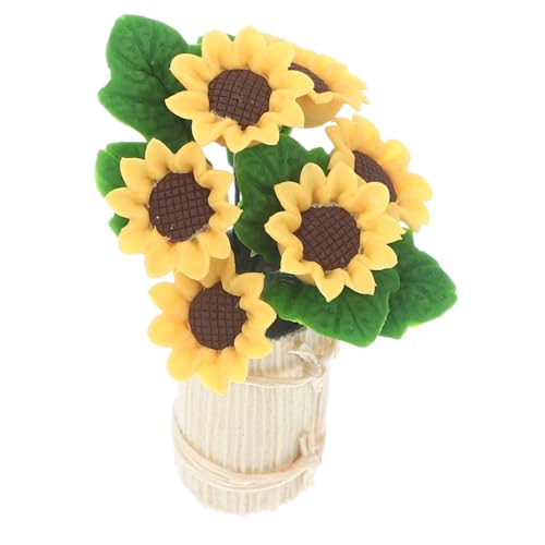 DIKACA Mini-Blumentopf zum Basteln Mädchen Dekorationen kleines Puppenhaus gefälscht buchattrappe deko bücherregal Dekoration Vase Links Puppenhauszubehör Puppenhausverzierung Ton Yellow von DIKACA