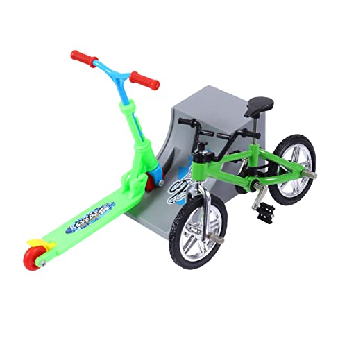 DIKACA Mini Finger Bike Set Finger Scooter Für Schreibtisch Interaktives Freizeitspielzeug Für Und Erwachsene Freizeit Und Geschicklichkeitsspiel Inkl Grüner Bike Und Klappbarem von DIKACA