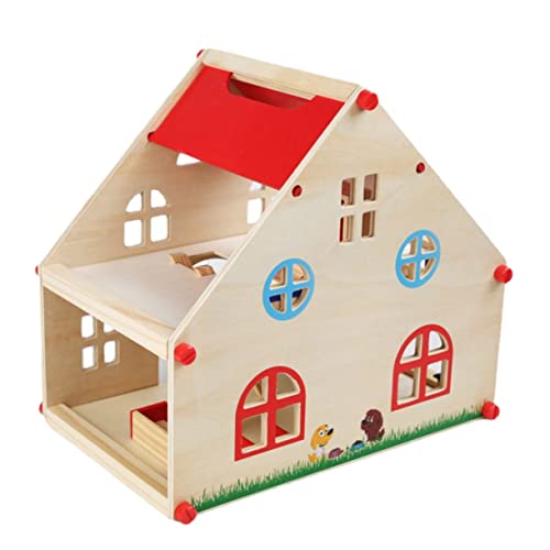 DIKACA Mini Holzhaus Für Kinder Tragbares Puppenhaus Im Exquisiten Design Mit Schlafzimmer Und Zubehör Für Kreative Rollenspiele Ideal Für Jungen Und ädchen Ab 3 Jahren von DIKACA