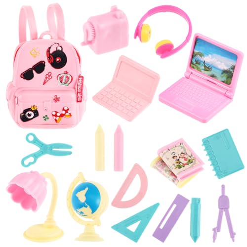 DIKACA Mini School Supplies Set Für Puppen 18 Teiliges Zubehör Für Puppenhaus Miniatur Schreibwaren PVC Zufällige Farben Perfekt Für ädchen Und Puppenliebhaber von DIKACA