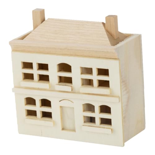 DIKACA Miniatur Tiny House Decor Puppenhaus Miniatur Miniatur Villa Modell Villa Modell Verzierung Puppenhaus Kit Holzhaus Dorf Häuser Spielzeug Modell Landschaft Villa Holzvilla Ornament von DIKACA