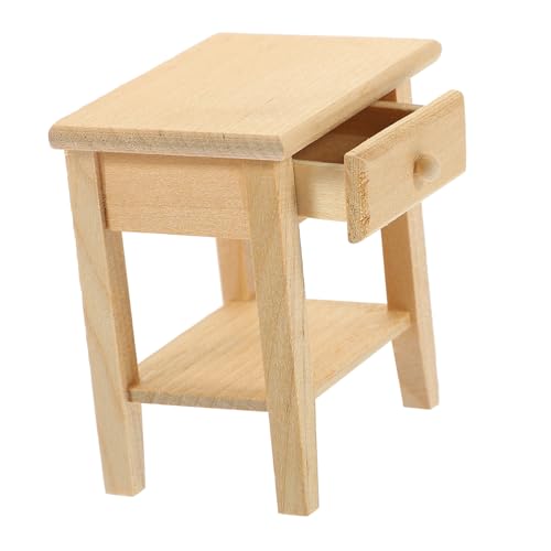 DIKACA Miniaturmöbel Miniatur Holzschreibtisch Miniaturen Puppenhausmöbel Holztisch mit Schublade Möbel Winziger Holzschreibtisch für Puppenhaus Miniatur Teetisch Spielzeug für Puppenhaus von DIKACA