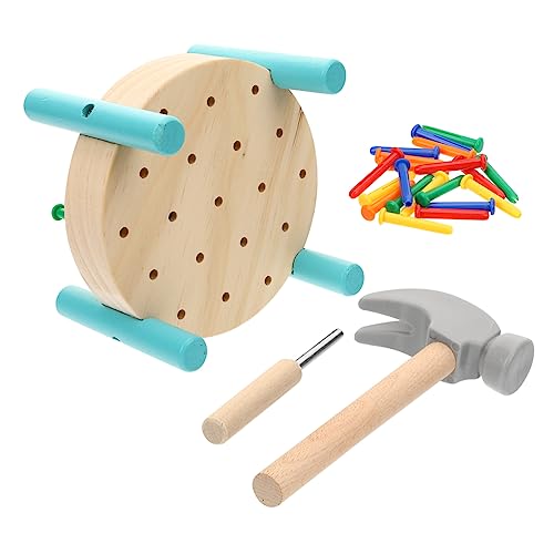 DIKACA Montessori Schraubendreherplatine Kleinkind Workbench Hölzernes Hämmerspielzeug Baby Werkbank Hämmerhammer Fun Game Hölzerner Pounding Workbench Lustige Hölzerne Pounding Workbench von DIKACA