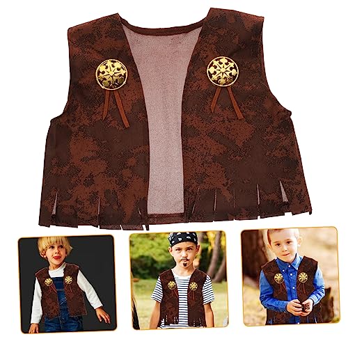 DIKACA Partyweste Kinder Wild West Kostümzubehör Weste mit Western Kostüm Rollenspiele Weste Kinder Cosplay Kostüm Wild West Kostüm Western Weste Jacke Cowgirl Verkleidung Cowgirl Weste von DIKACA