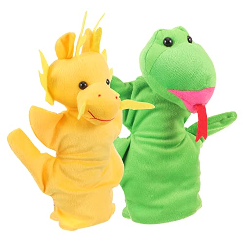 DIKACA Plüschtierspielzeug Kinderspielzeug Generisch Plüsch Handpuppenspielzeug mit Schlangen Tierspielzeug Puppenspielzeug Drachen Design Kinder Tierpuppen für Themenpartys von DIKACA