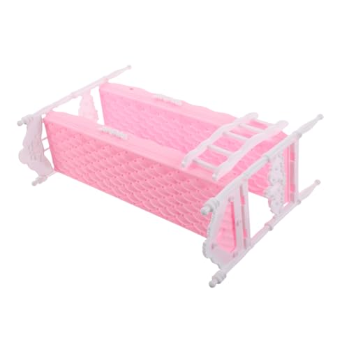 DIKACA Prinzessin Puppenbett Miniaturbett Puppenmöbel Bett Puppenhaus-miniaturartikel Puppenhausmöbel Etagenbett Für Puppen Zubehör Für Babypuppen Puppenhaus-miniaturen Plastik Rosa von DIKACA