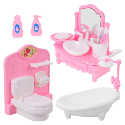 DIKACA Puppenhausmöbel Set Für Badezimmer Miniatur Badewanne Und Toilette Detailreiche Szenen Für Kreatives Spiel Ideales Zubehör Für Puppenhaus Und Rollenspiele 1 Satz von DIKACA