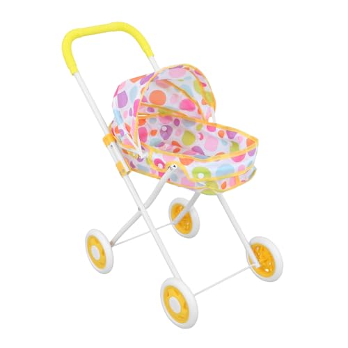 DIKACA Puppenwagen Puppe Für 1–3 Jahre Puppenzubehör Puppen Und Kinderwagen Puppe Mit Kinderwagen Kinderwagen Spielwagen Gelbes Polyester von DIKACA