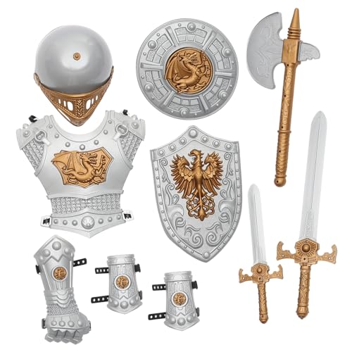 DIKACA Ritter Kostüm Mittelalterliche Rüstung Helm Maske Cosplay Outfit für Halloween Karneval Bühnenauftritt Rollenspiel Jungen Mädchen DIKACA Ritter Kostüm Mittelalterliche Rüstung Helm Maske Cosplay Outfit für Halloween Karneval Bühnenauftritt Rollenspiel Jungen Mädchen von DIKACA