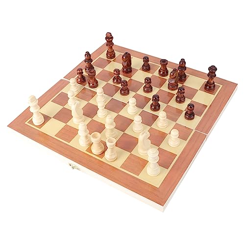 DIKACA Satz Faltschach schachspiel holzspielsachen Reiseschachspiel Basswood Schachbrett Holzschachspiel Schachtisch Spiele magnetisches Spiel Magnetisches Schachbrett Hölzern von DIKACA