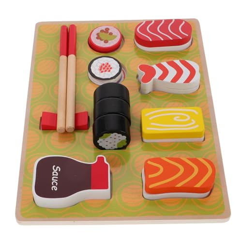 DIKACA Satz Sushi-Spielzeug Pädagogisches Spielzeug Holzspielzeug-Set Holz Spielzeug Küchenspielzeug vortäuschen Sushi für Kinder vortäuschen Holz-Sandwich Essen aus Holzspielzeug hölzern von DIKACA