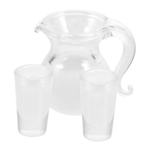 DIKACA Set Mit Miniatur Glasbehältern Für Puppenhaus 3 Teiliges Milch Und Orangensaft Set Ideal Als Fotorequisiten Und Zubehör Für Puppenhaus Szenen von DIKACA