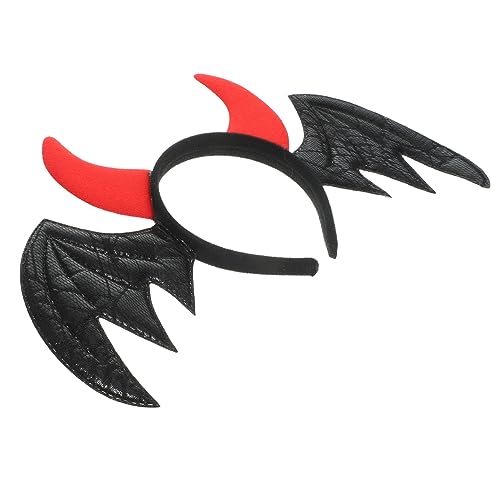 DIKACA Stirnband Fledermausflügel Stirnbänder Anziehparty für Roter Kopfbedeckung Dämonenhörner für Cosplay Mädchen Hörner Teufelshörner Halloween Teufelskostüm Haarschmuck Zubehör von DIKACA