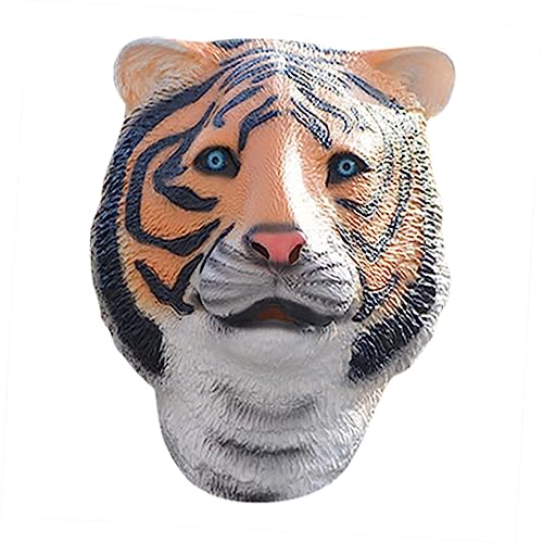 DIKACA Tiger-kopfbedeckung Halloween Tierische Vollkopfmasken Tierkopf Aus Maskentier Tiger Gesichtsbedeckung Tigergesichtsabdeckung Kostüm Sternzeichen Tiger Emulsion Bilden von DIKACA