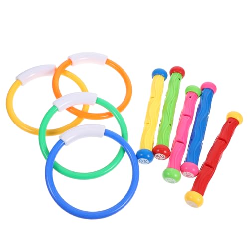 DIKACA Wasserspielzeug Kinderspielzeug Underwater Pool Diving Toys Diving Rings with Diving Spielzeugringe Kinderpoolspielzeug Sticks Training Pool Swimming Toys Kids Pool Toys von DIKACA