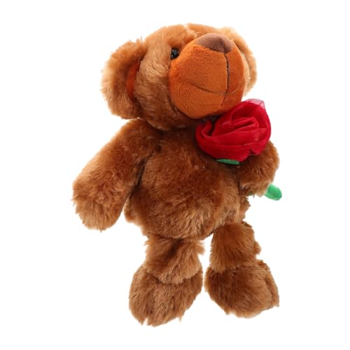 DIKACA Weicher Plüschbär Mit Rose, Weihnachtlicher Plüschtierbär Zum Valentinstag, Süßes Romantisches Stofftier Für Freundin, Und Liebhaber von DIKACA