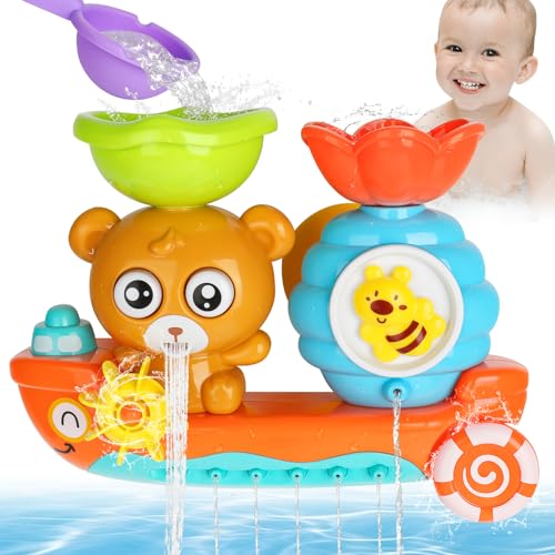 Badespielzeug, Badewannenspielzeug Kinder,Wasserspielzeug Kinder, Bär und Bee, Babyspielzeug Geschenk für Jungen und Mädchen Geburtstag ab 2 3 4 5 6 Jahre von DINGBIU