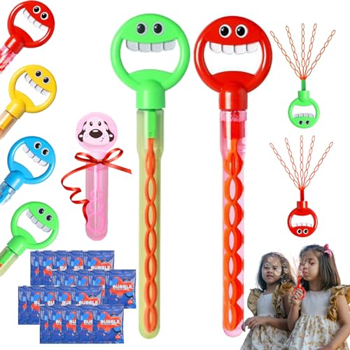 DINNIWIKL 32 Hole Smiling Face Bubble Stick with Bubbles Refill, 2024 New Five Claw 32 Hole Bubble Toy, Giant Bubble Wands for Kids Summer Toy Party, Outdoors Activity, Birthday Gift (2PCS-D) von DINNIWIKL