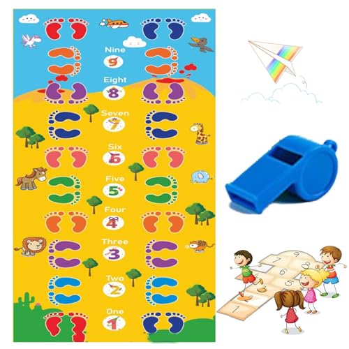 Slippery Hopscotch, Hopscotch Outdoor Game for Adults, Hopscotch Mat for Kids Outdoor, Slippery Hopscotch is Hilarious, Increase Coordination and Parent-Child Interaction (Numbers,47*118in) von DINNIWIKL