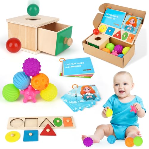 DINORUN Montessori Spielzeug ab 2 Jahr | 5 IN 1 Holzspielzeug Baby Motorikspielzeug Montessori Objektpermanenz Sortierspiel Ball Baby Sensorik Spielzeug Baby ab 2 3 Jahre von DINORUN