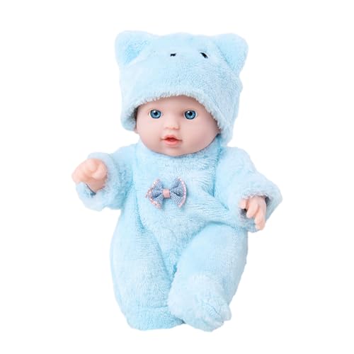 DINSOAVR 8-Zoll Baby Mädchen Puppen Lebensechte Reborns Spielzeug Geburtstagsgeschenk Realistische Und Sanft Berührende Säuglingspuppe Mit Plüschbär Overall von DINSOAVR